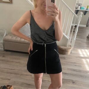 Abound Velvet Black Zip Mini Skirt Small